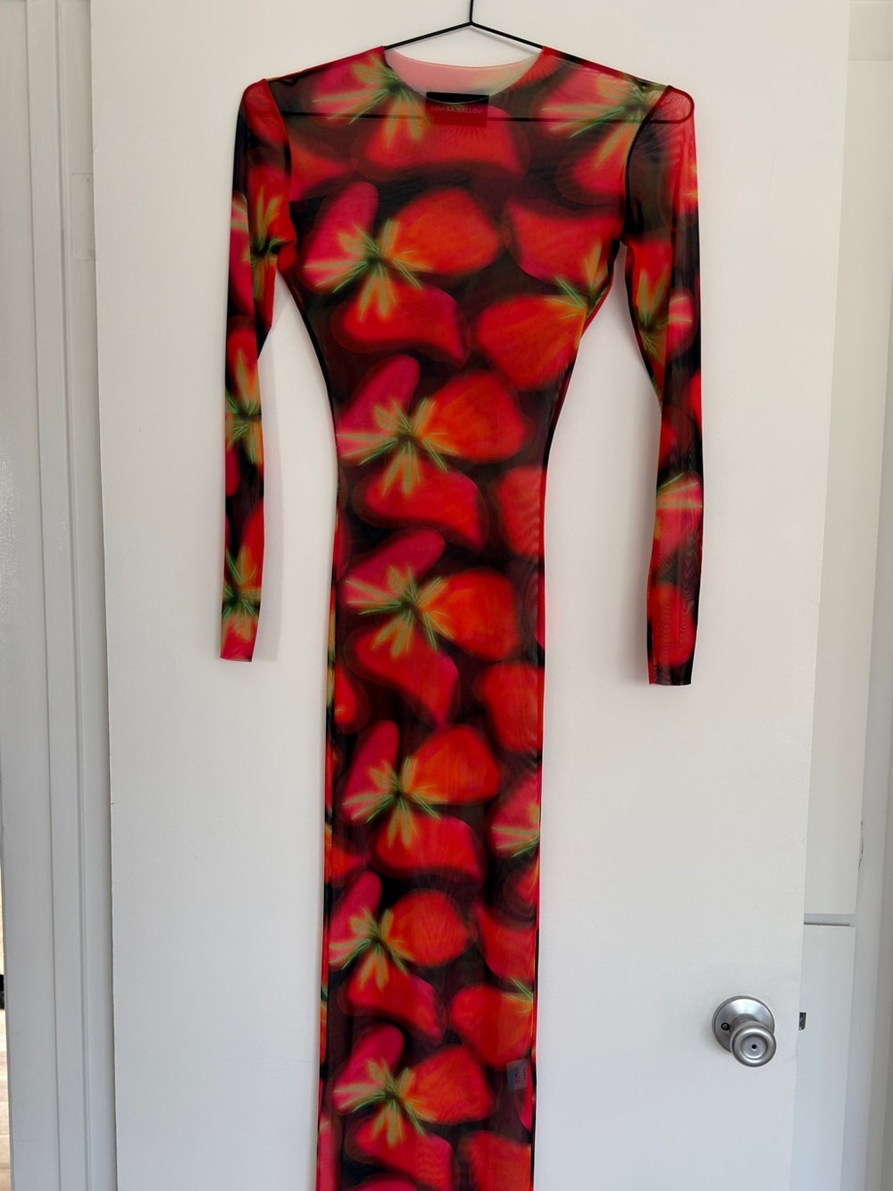 Louisa Ballou High Tide printed mesh dress in red size XS - Picture 5 of 7
